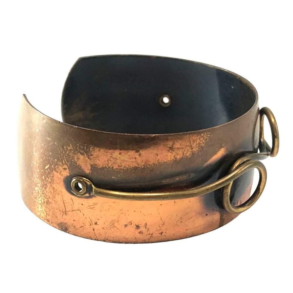 Vintage Modernist Copper Cuff Bracelet with Looped Wire Design MCM - Picture 2 of 6